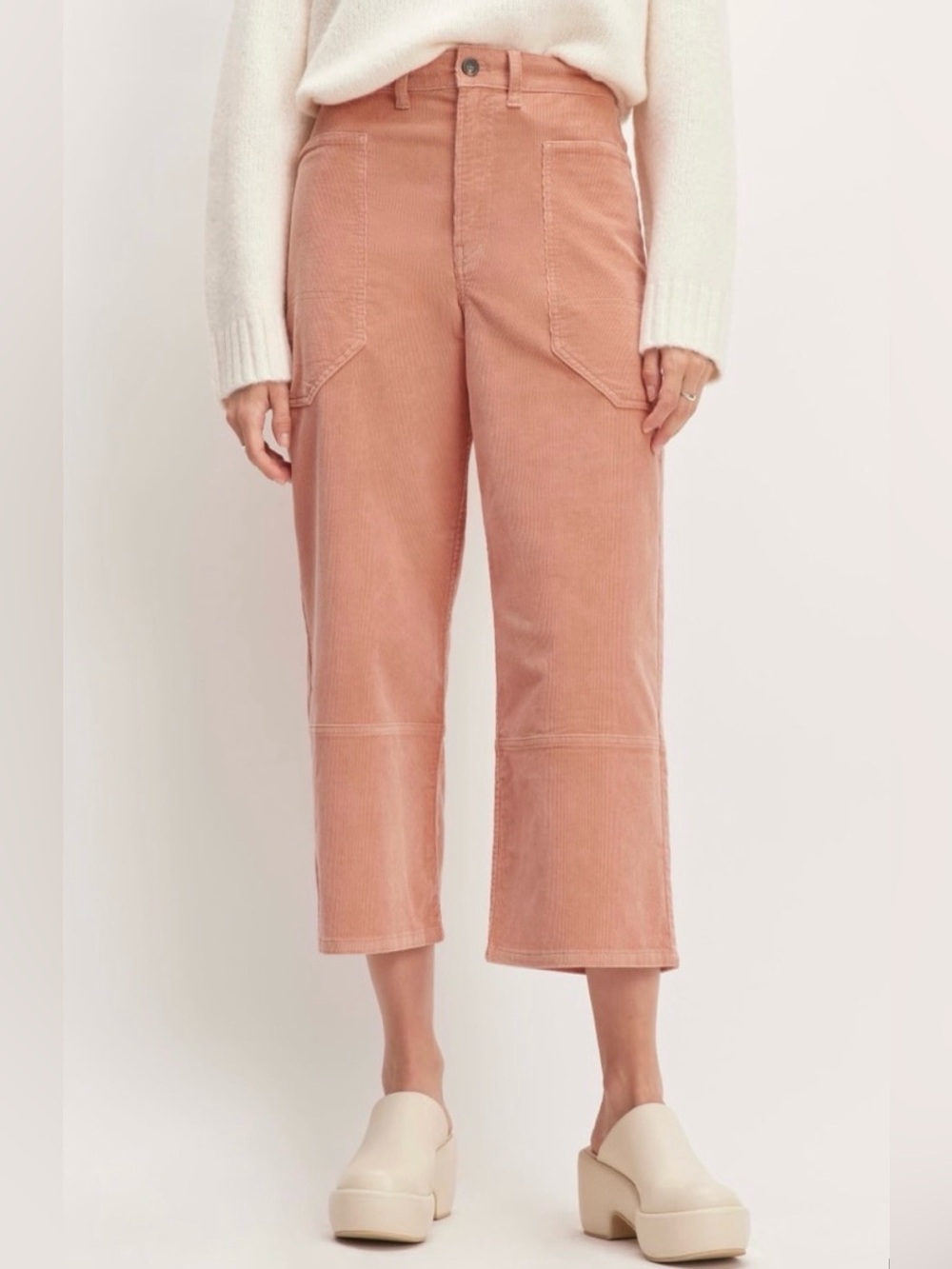 Everlane sz 2 Gardner peach micro cord Wide-Leg Utility Pants in Dusty Pink VGC